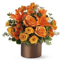 Orange roses and orange lilies