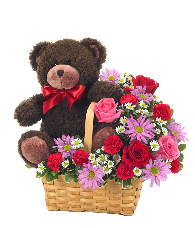 Teddy Bear Flower Basket