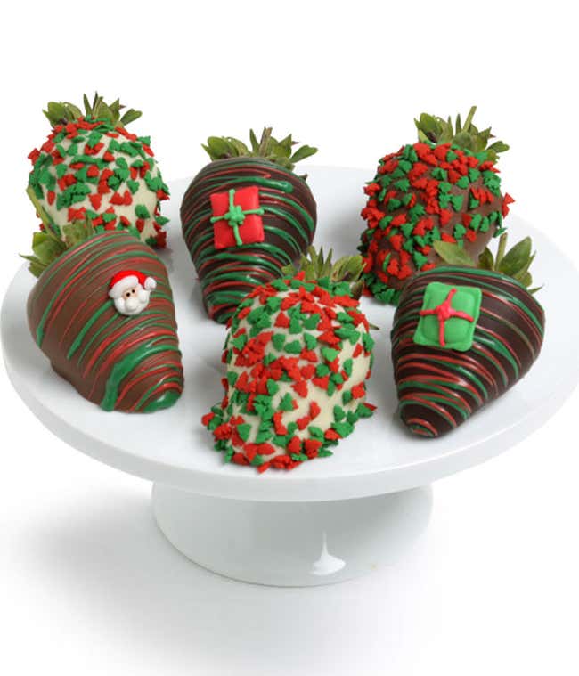 Christmas Chocolate Covered Strawberries - Half Dozen